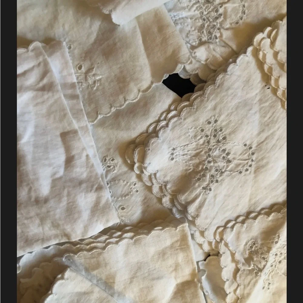20 random white cotton or linen napkins vintage